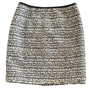 Nanette Lepore Metallic Tweed A-Line Pencil Skirt Black & White Size 12